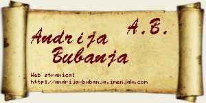Andrija Bubanja vizit kartica
